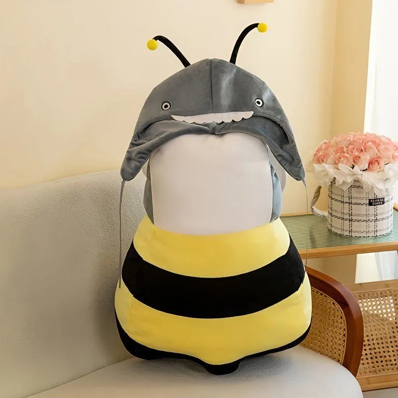 Boys Girls Bee Shark Cosplay Costume Doll Stripe Sleeveless Back Wing Hat Suit Funny Animal Clothes Halloween Roleplay Outfit
