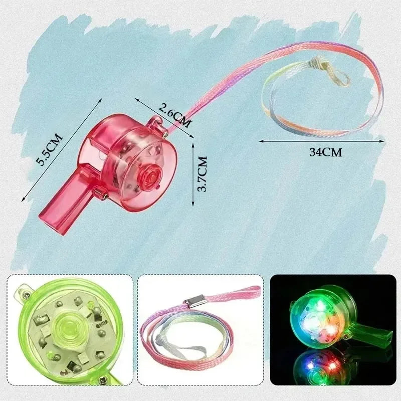 10-80PCS LED Glow Whistle with Lanyard Glow in The Dark Party Favors Fun Glowing Toy Whistles for Kids Adults Party Decoration