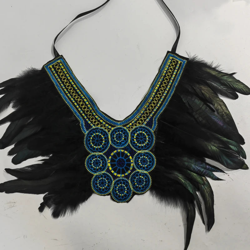 Halloween party costume, collar, scarf, Gothic feather collar and shoulders, witch role-playing available for - product image 7