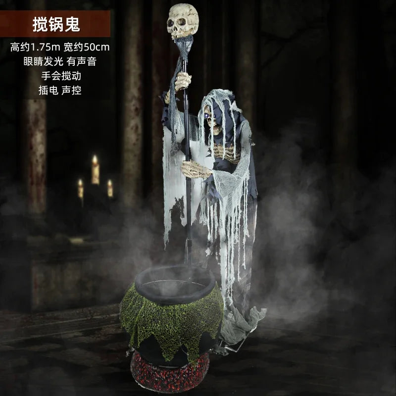 Decoration Large Electric Skull Sensing Sound Ghost Witch Pumpkin Man