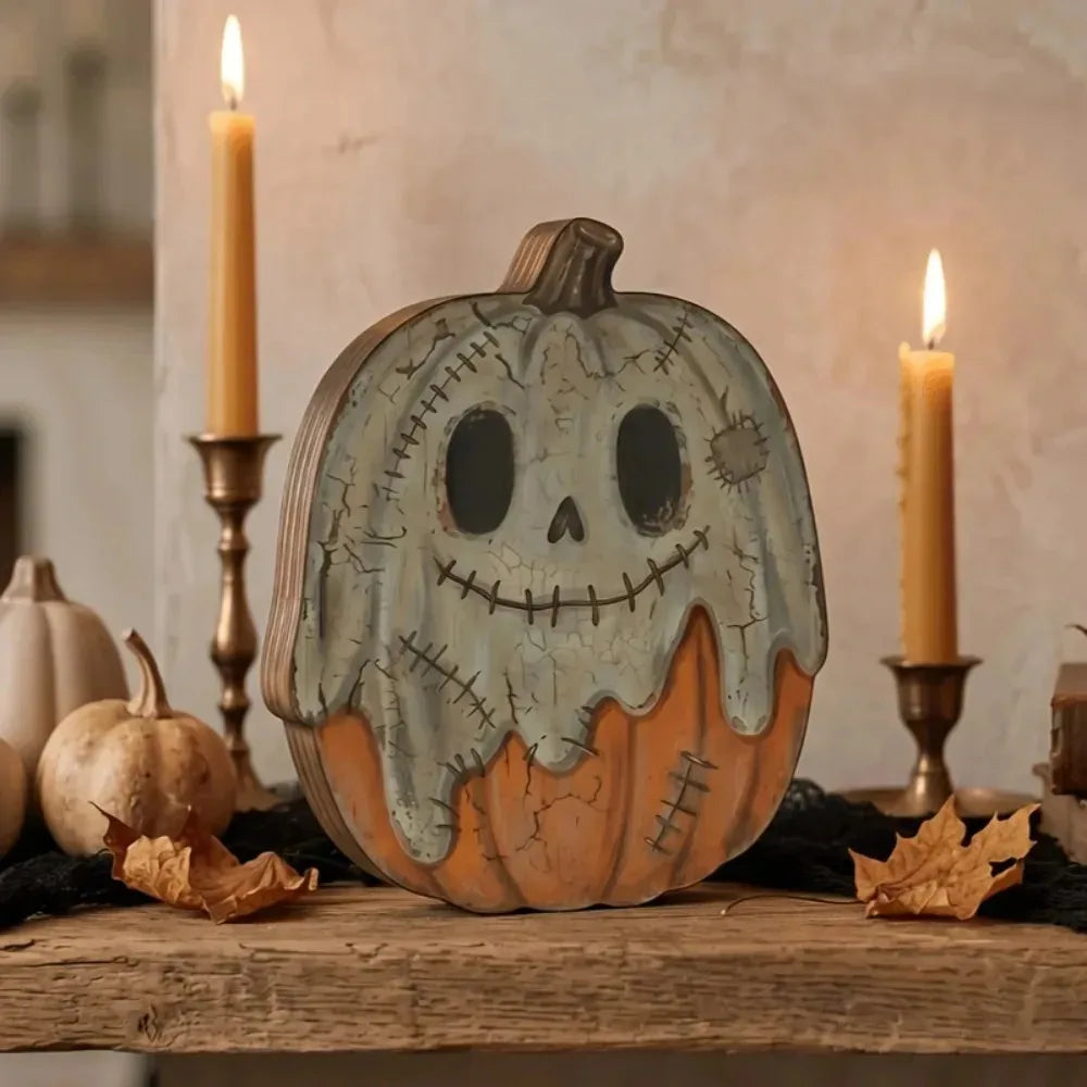Halloween Interior Decoration Autumn Decoration Retro Wooden Blocks Shelf - product image 4