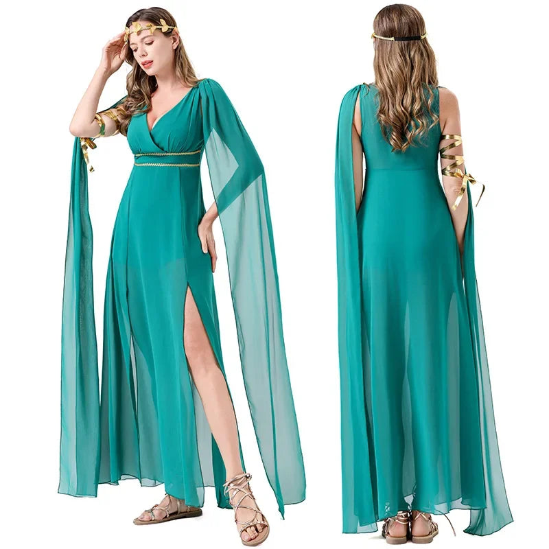 Women's Greek Ancient Goddess Cleopatra Sexy V-neck Maxi Masquerade Costume - alternate view 6