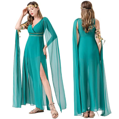 Women's Greek Ancient Goddess Cleopatra Sexy V-neck Maxi Masquerade Costume - alternate view 6