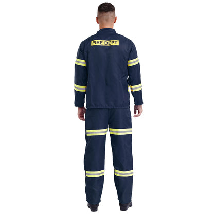 Men's Firefighter Firefighting Heroes Halloween Costume Plastic Helmet Sleeve Fireman - Navy Blue / 190