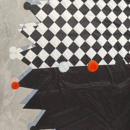 Adult Circus Clown Costume Cape Black and White Diamond-Pattern Patchwork Shawl Capes - View 5