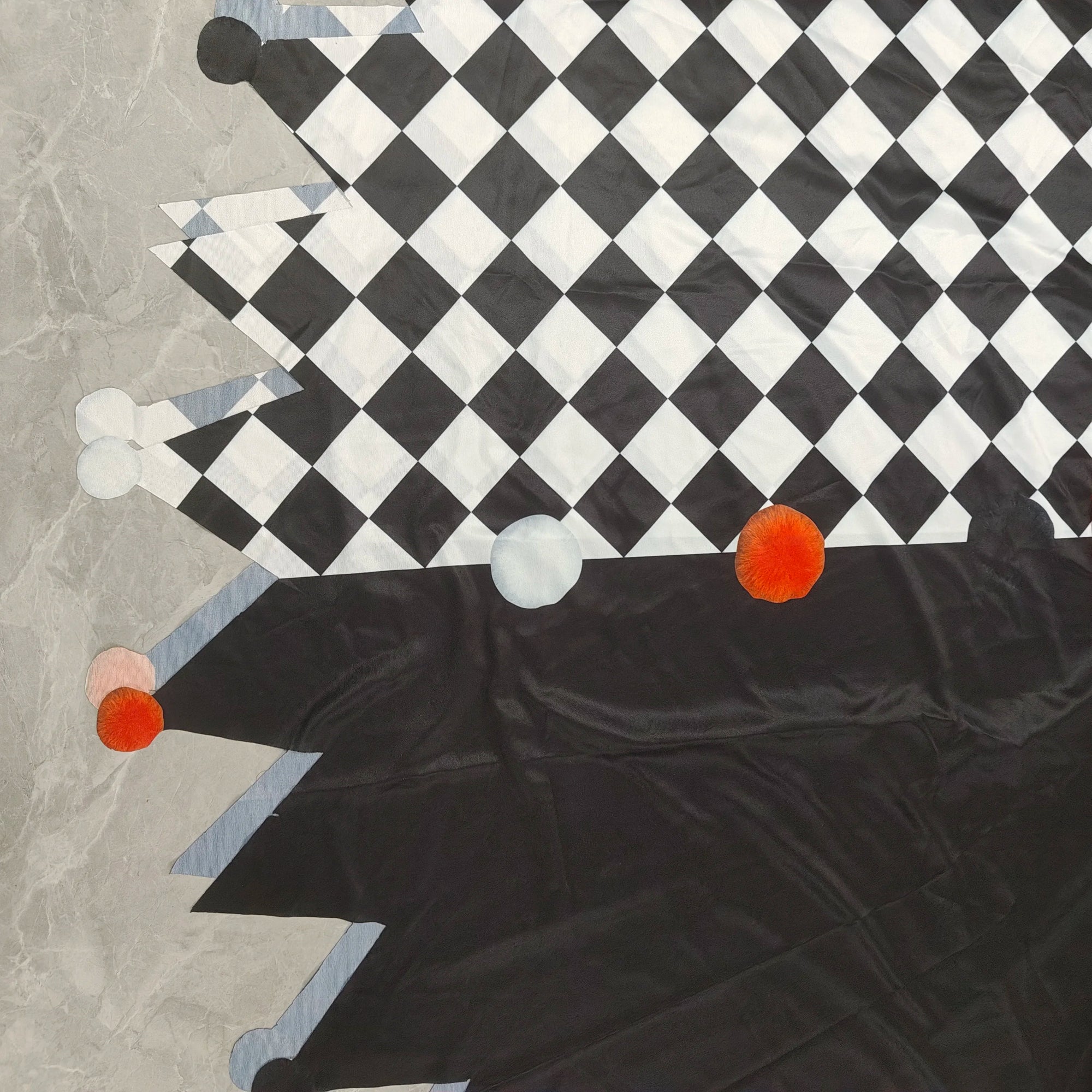 Adult Circus Clown Costume Cape Black and White Diamond-Pattern Patchwork Shawl Capes Spooky and Sinister - product image 5