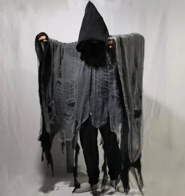 Unisex Halloween Ghost Dementors Costume Gothic Horror Zombie Tattered Hooded Capes Day of - View 16