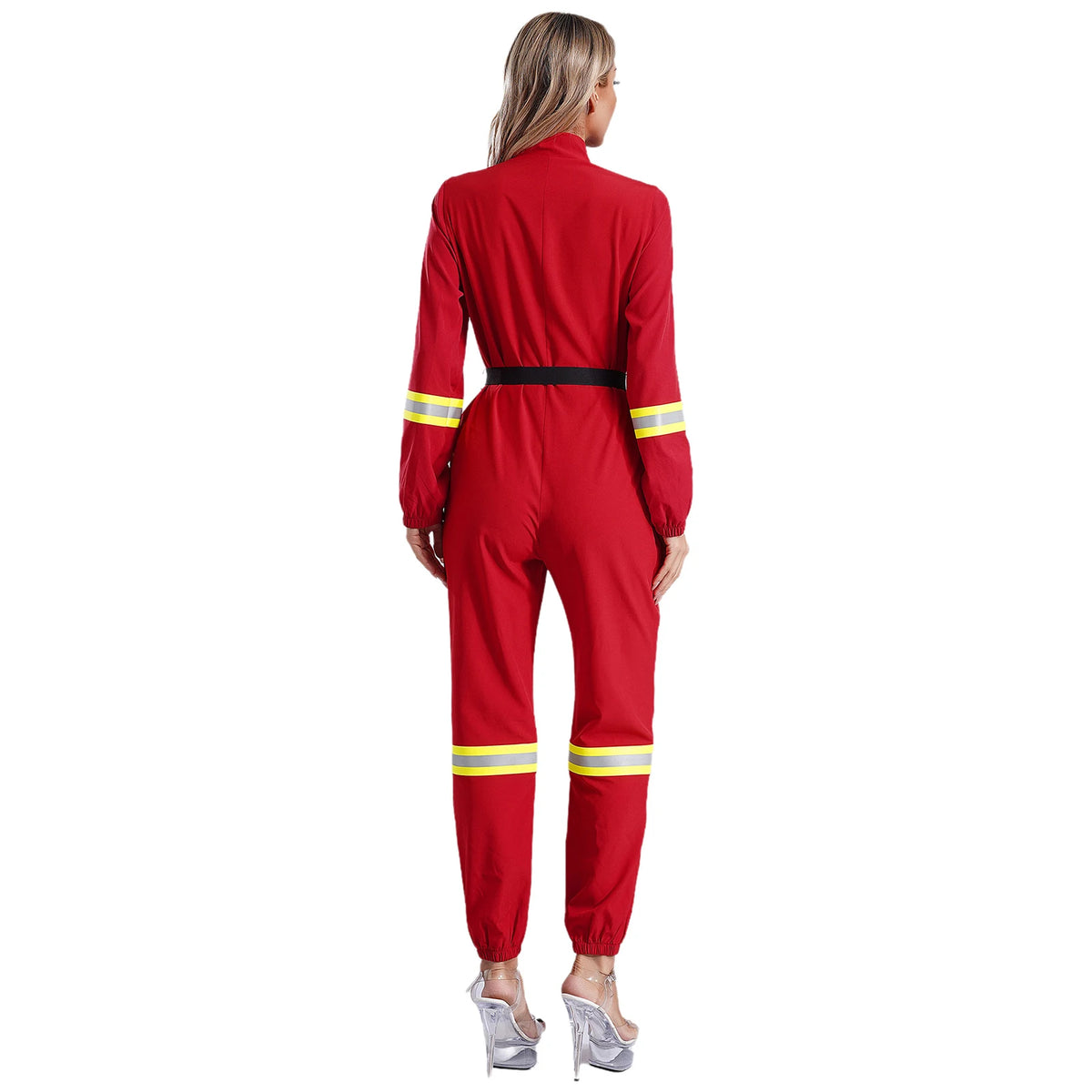 Women's Firefighter Halloween Costume Jumpsuit with Belt
