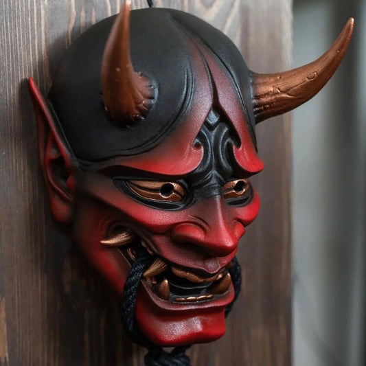 Japanese Prajna Oni Latex Mask Cosplay Samurai Noh Kabuki Assassin Demon Ghosts Face Creepy Masks Halloween - product image 1