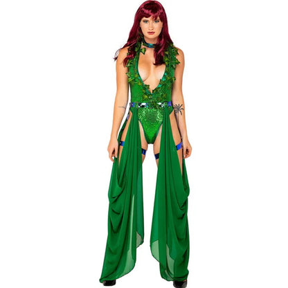 Women's Ivy Green Sequin Bodysuit Halloween Costume Set