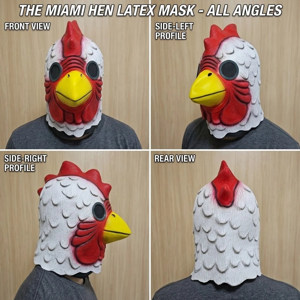 Latex Cartoon Rooster Head Cover Halloween Chicken Costume Mask Miami Cosplay Deluxe Cock