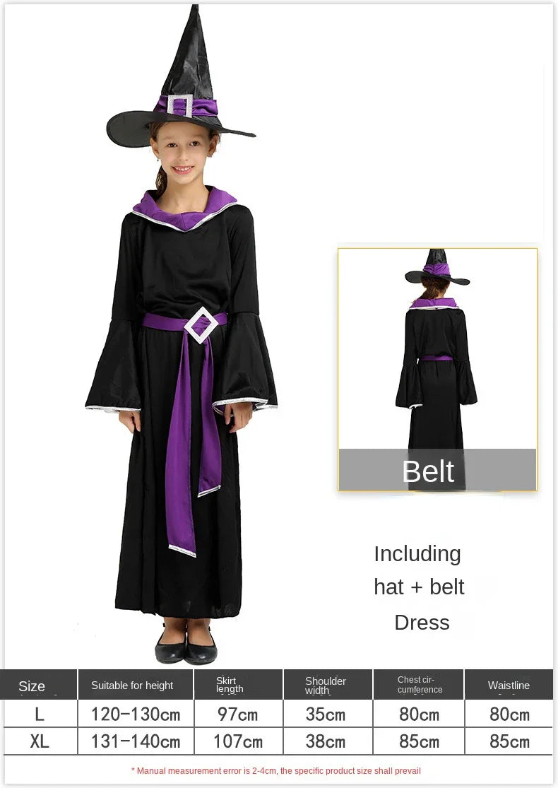 Child's Kids Halloween Vampire Witch Costumes for Girls Dress Up Costume Props - 2 / M