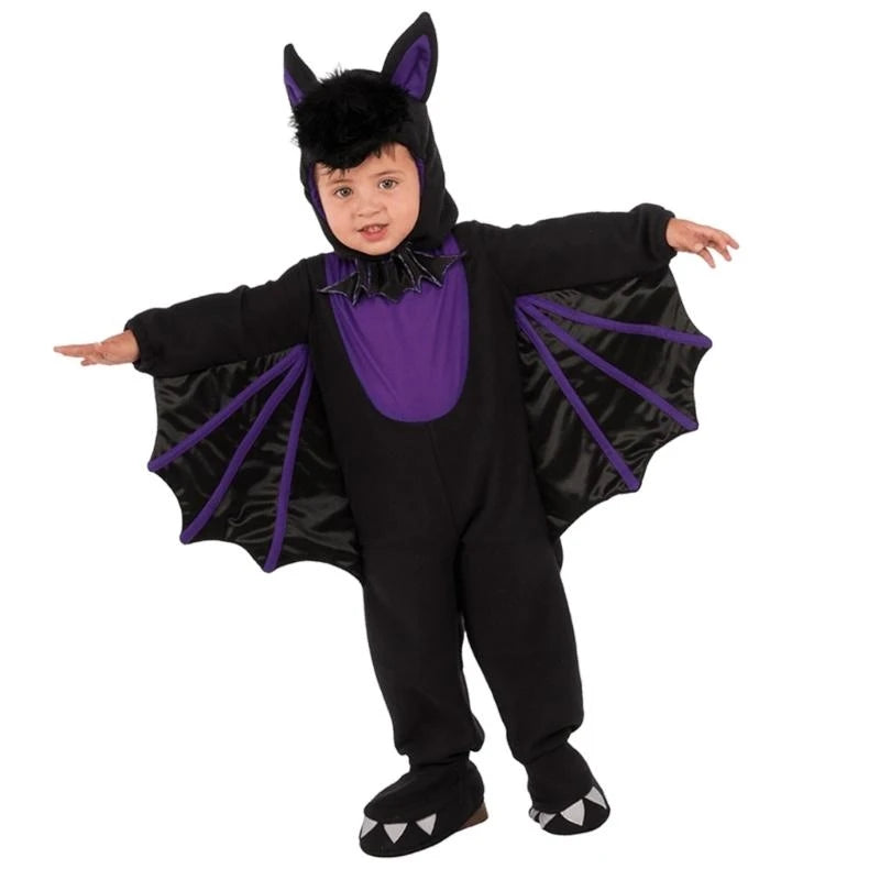 Kids Bat Costume – Black & Red Winged Jumpsuit with Hat