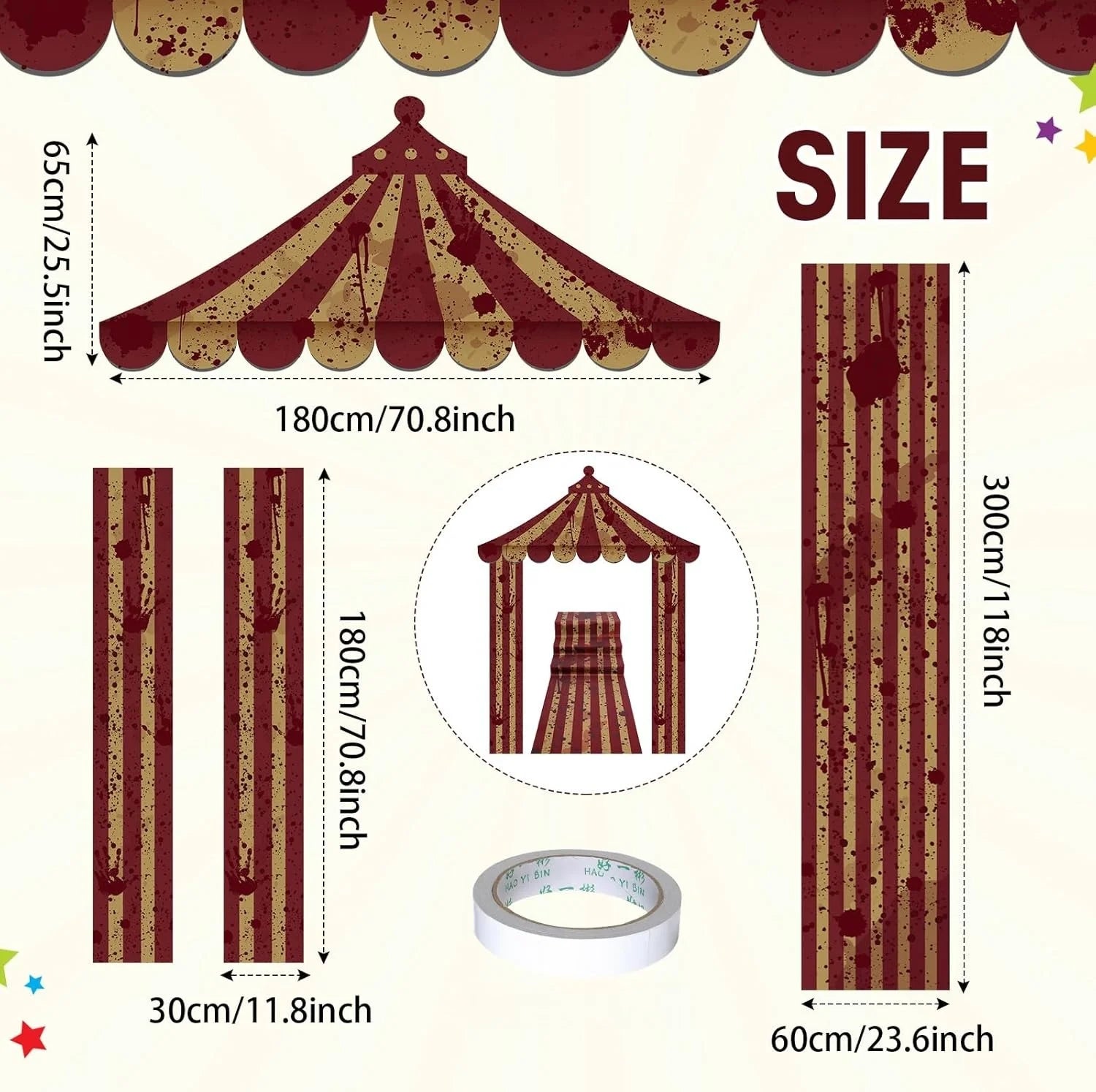 Horror Carnival Circus Door Arch Banner Halloween Welcome Porch Backdrop - product image 6