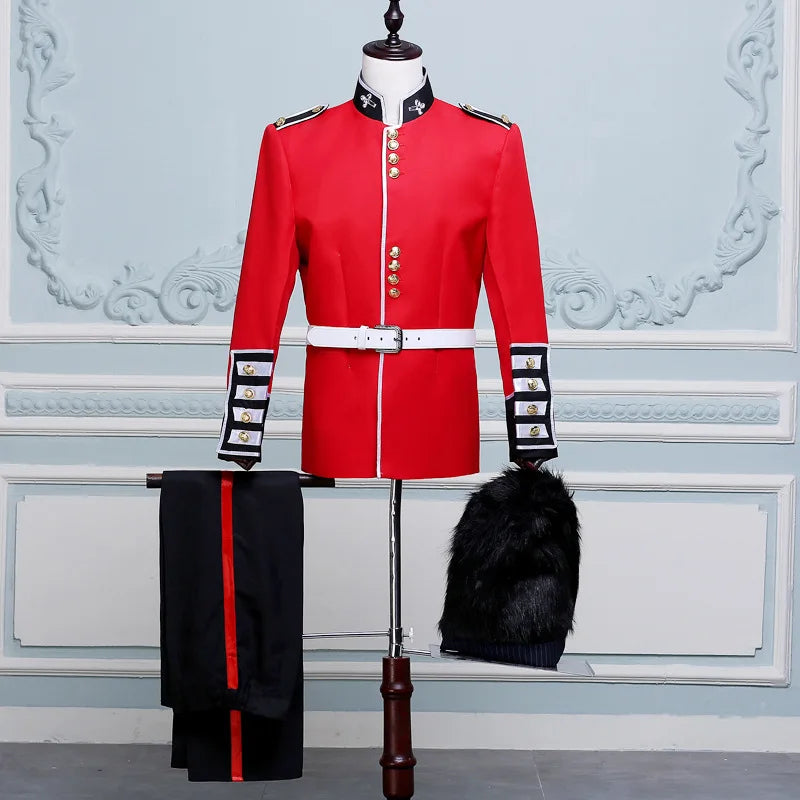 Men's British Royal Guard Uniform Tunic Jacket Guards 2-piece Halloween