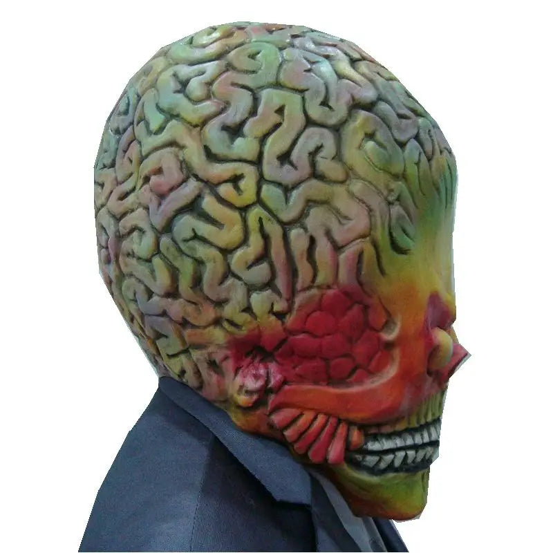 Attacks Martian Soldie Halloween Mask Full Head Latex Scary Alien Brain Party Mask UFO Mars Cosplay Costu - product image 3