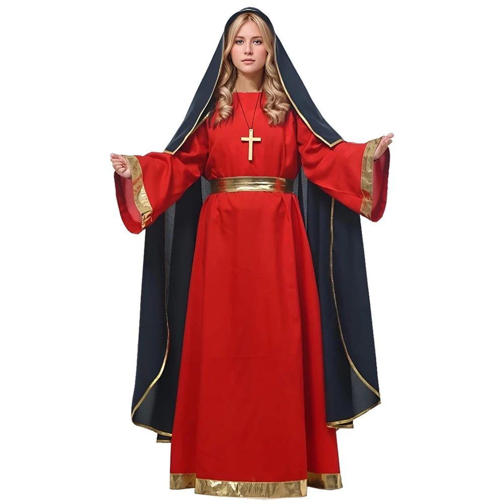 Women's Women's Halo Virgin Mary Costume Halloween Women Nativity Suit Biblical