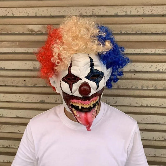 Terrifying Clown Costume Mask Toothy Tongue Out Latex Material Ghost Festive Mask Scary - Clown Mask