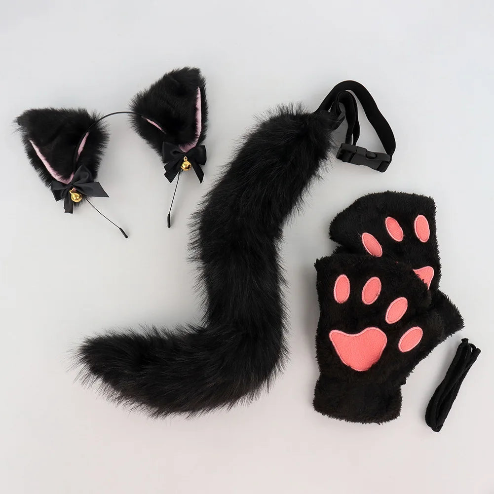 Kids' Cats Set for Girl, Cats Accessories with Headband, Tail, 3-Piece Gloves - alternate view 6