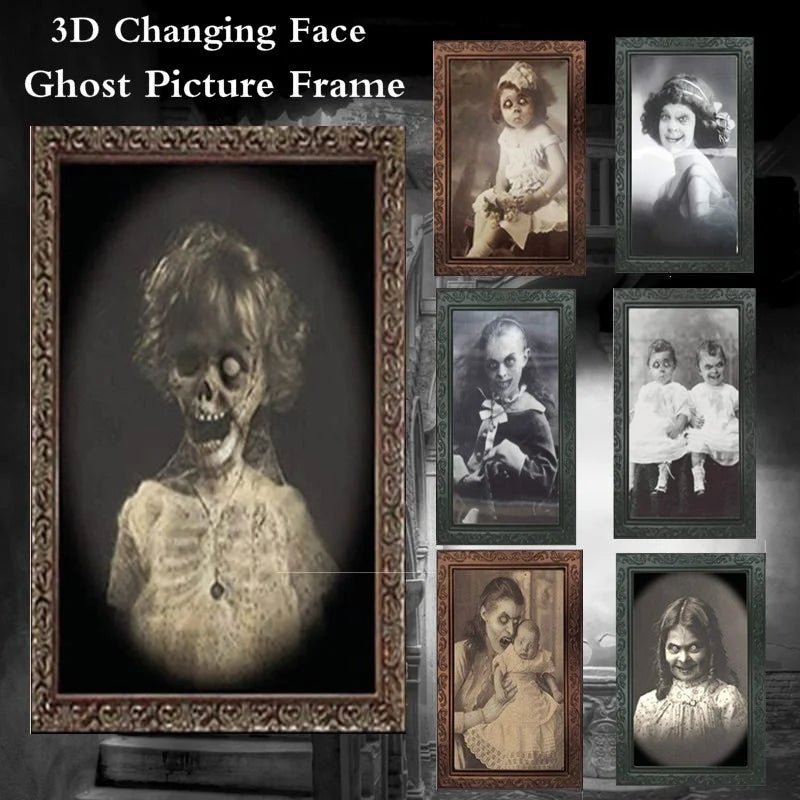 Halloween Party Horror Props 3D Changing Face Ghost Picture Frame Scary Wall - product image 1