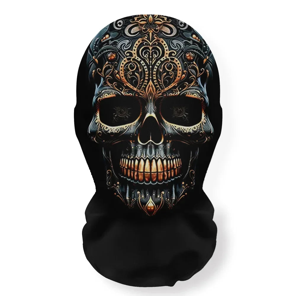 Halloween Skeleton Mask Elastic Mesh Hood Scary Costume Prop Breathable Face Cover Hood - 20