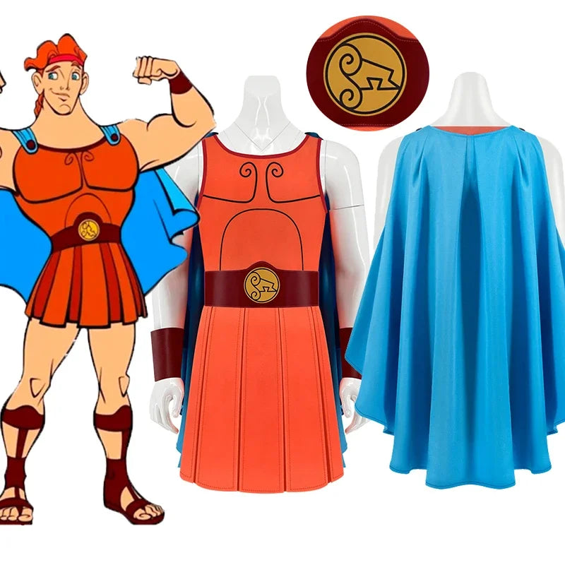 Hercule Costume Fantasy Jumpsuit Vest Cape Costume Outfits Halloween Disguise Suit for - Costume / XL