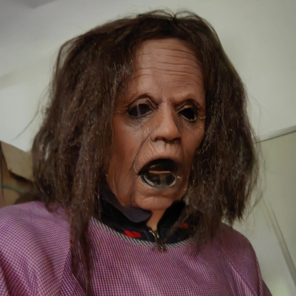 Halloween Lady Mask Realistic Old Man Mask Creepy Human Latex Masks Scary Screaming - View 3