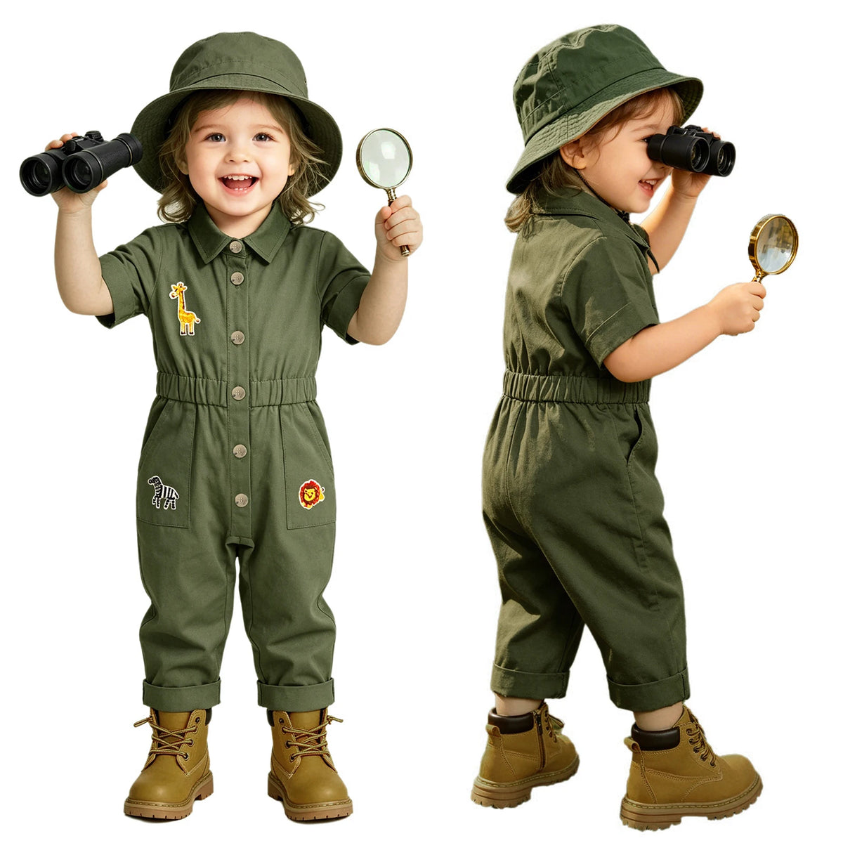 IEFIEL Baby & Toddler Zookeeper Costume – Animal-Embroidered Romper