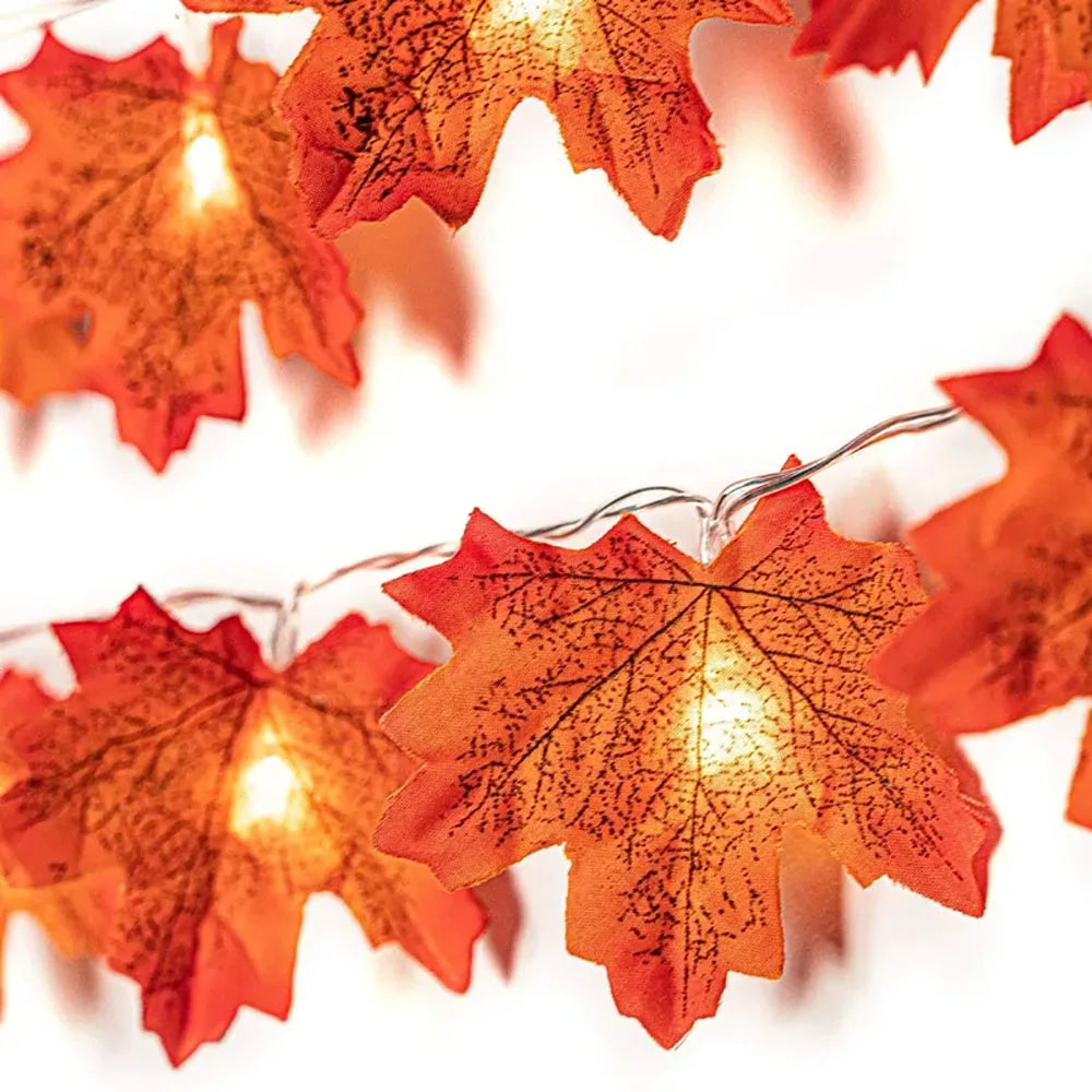 2/3/6M Halloween LED Lights String, Artificial Maple Leaf Lantern - product image 2