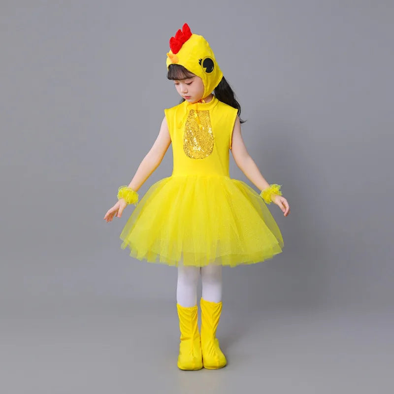 New Children Kids Adult Halloween Duck Chicken Chick Costume Skirt Tutu Yellow Bodysuit Outfit Dance - product image 7