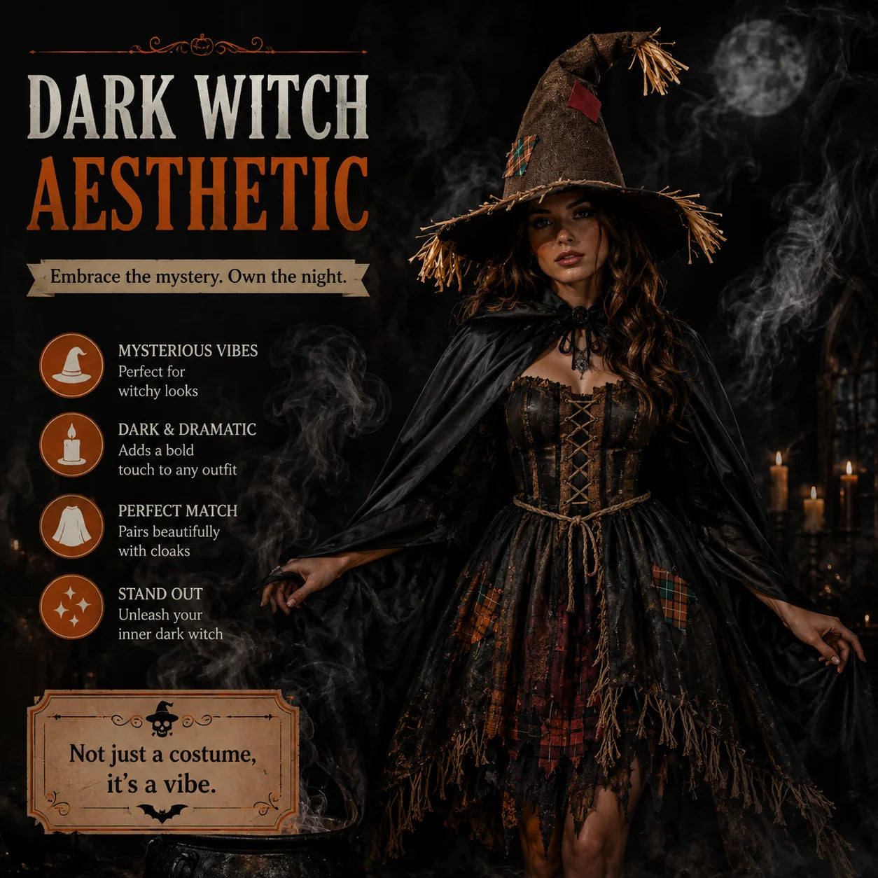 Halloween Witch Hat for Women, Pumpkin Patch Costume Accessory for Fall Festival - product image 6