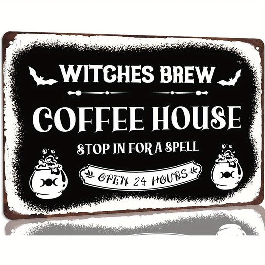 Vintage Witch Brew Metal Sign - Perfect for Halloween Decor Coffee Shops & Kitchens
