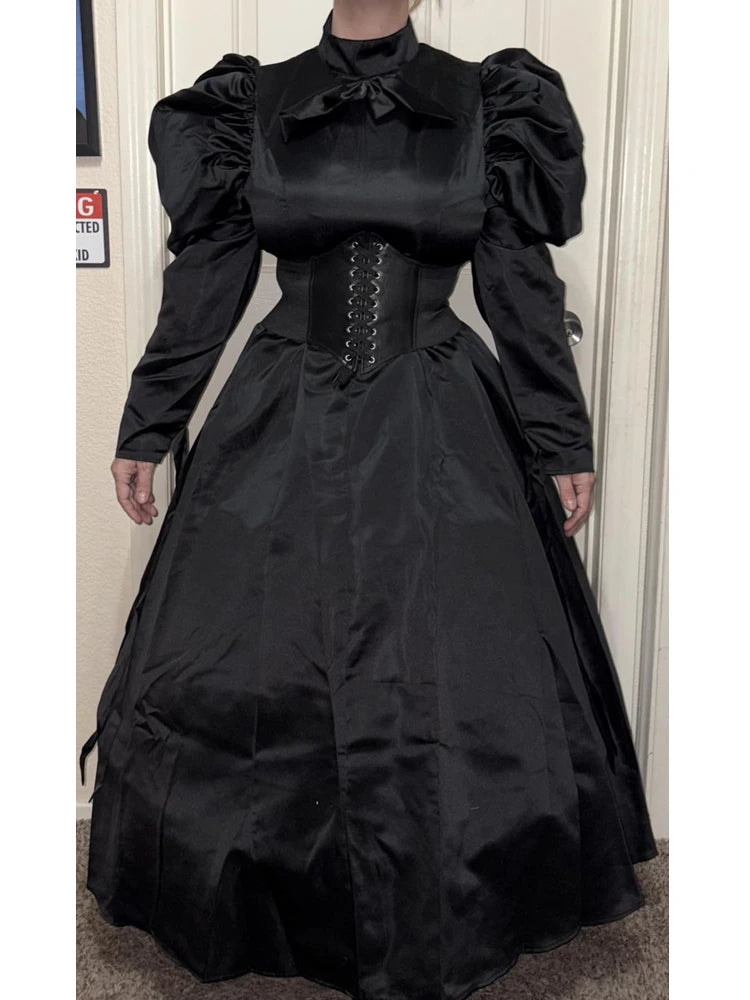 Women Gothic Victorian Dress Renaissance Ball Gown Vampire Rococo Costume Black