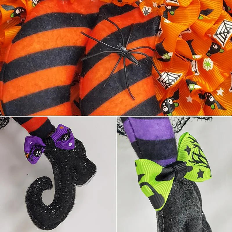 Witch Hat & Legs Halloween Door Wreath