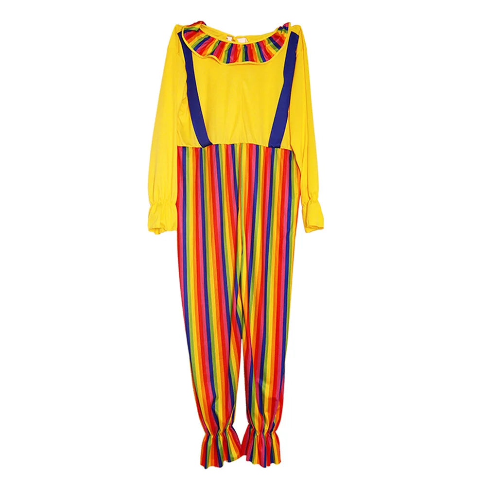 Halloween Adult Clown Costume Set Costume Performance Magic Show Props Includes Dress - wig / One Size