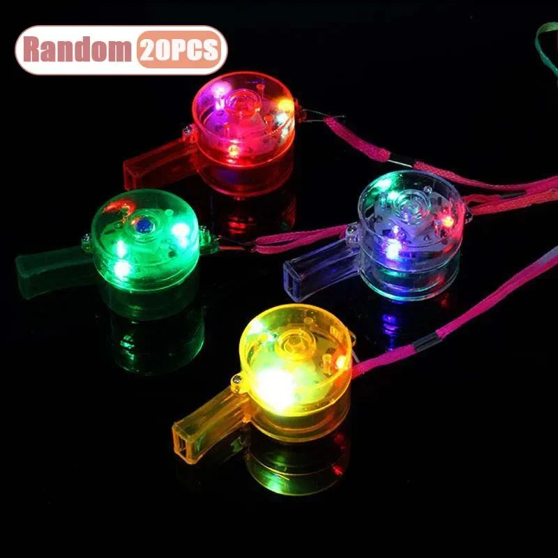 10-80PCS LED Glow Whistle with Lanyard Glow in The Dark Party Favors Fun Glowing Toy Whistles for Kids Adults Party Decoration