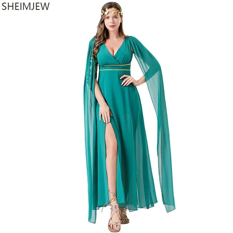 Women's Greek Ancient Goddess Cleopatra Sexy V-neck Maxi Masquerade Costume - alternate view 3