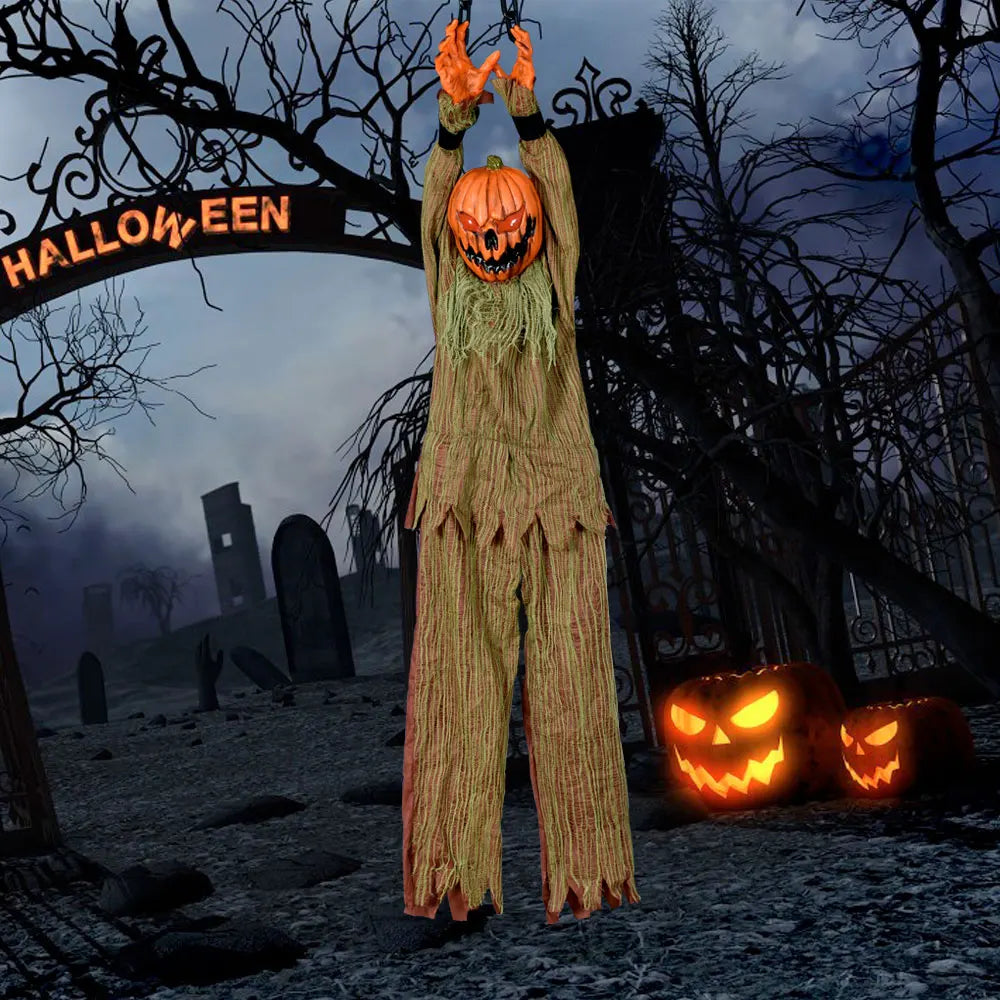 1-Piece Halloween Decoration Hanging Pumpkin Head Scream Sound Party Prop Haunted - product image 1