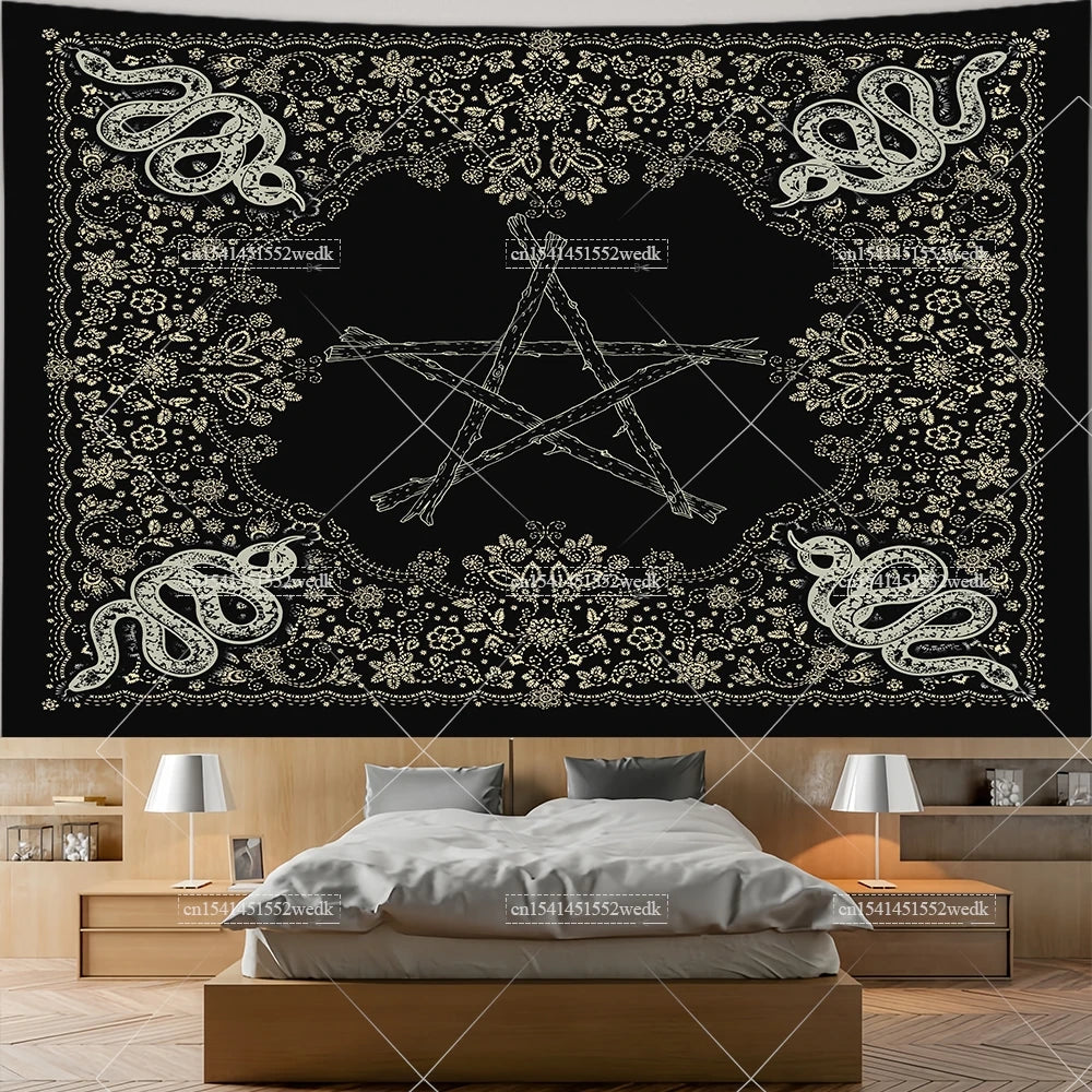 Pentagram Moon & Celtic Witchcraft Tapestry