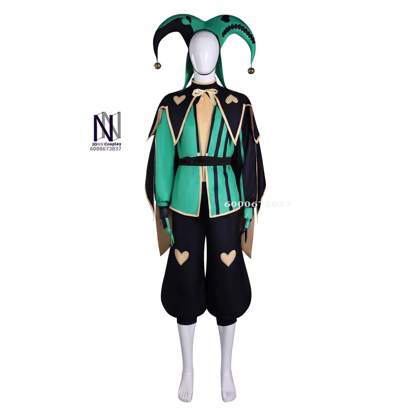 Circus Clown Costume Men Women Euro Size Full Set Green / Red / Purple Jester Outfit - costume-1 / XS