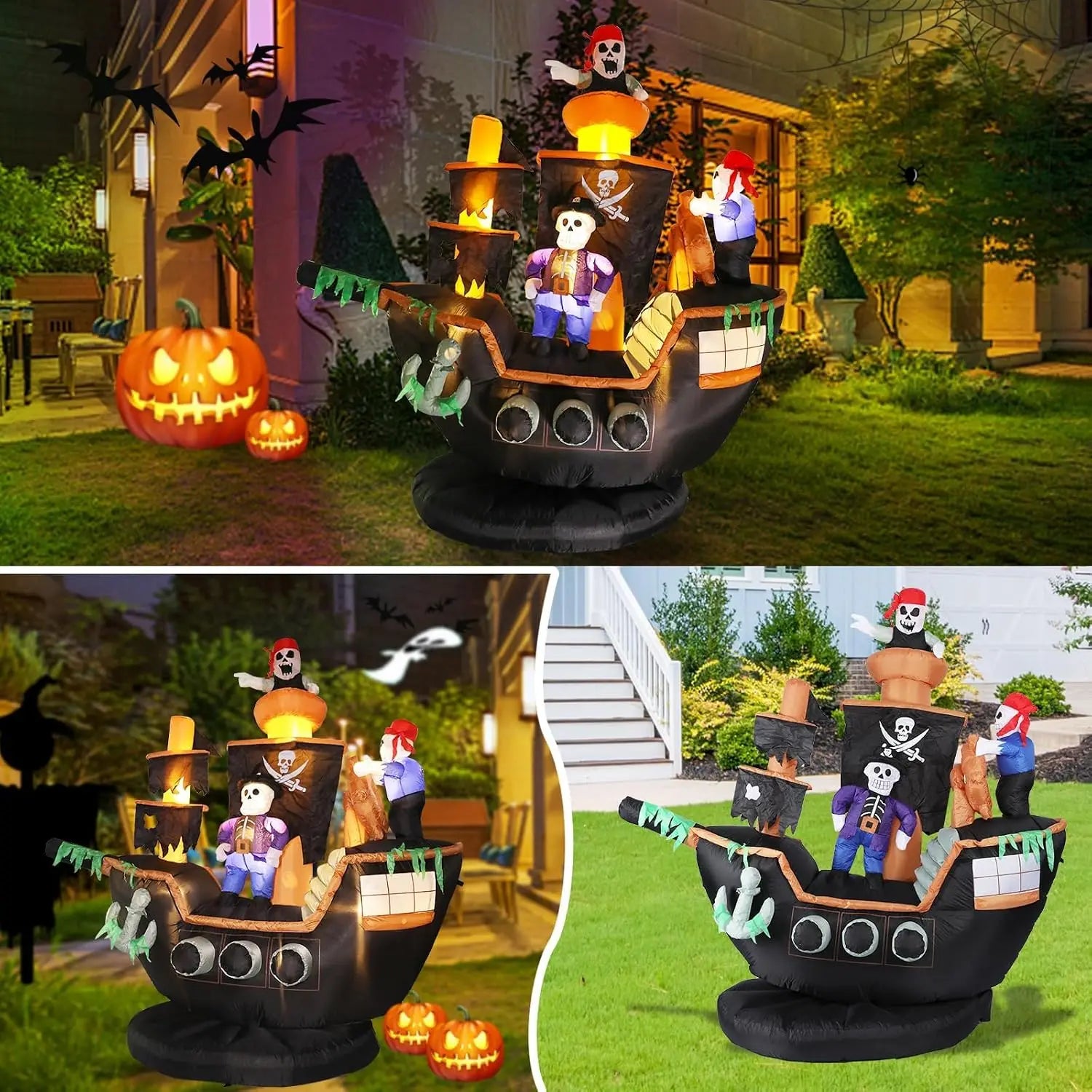 Outdoor Inflatable Decorations, 7ft Giant Pirate Ship Yard Decoration