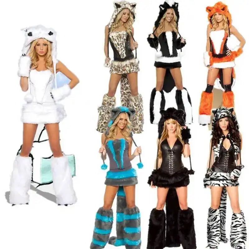 Women's Sexy Skunk Halloween Costume with Hood & Tail