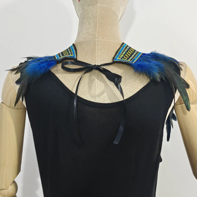 Halloween party costume, collar, scarf, Gothic feather collar and shoulders, witch role-playing available for - product image 2