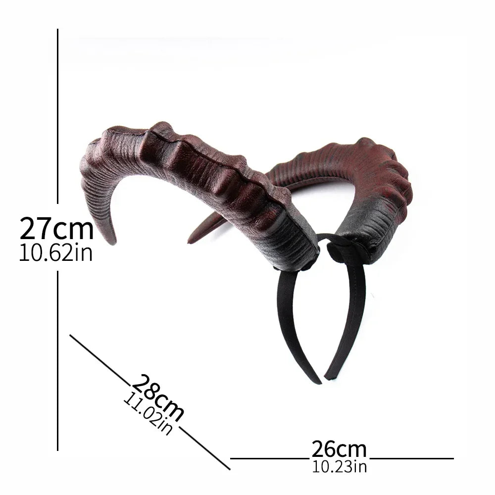 Black Demon Horn Headpiece Women Gothic Devils Sexy Animal Ox Horns