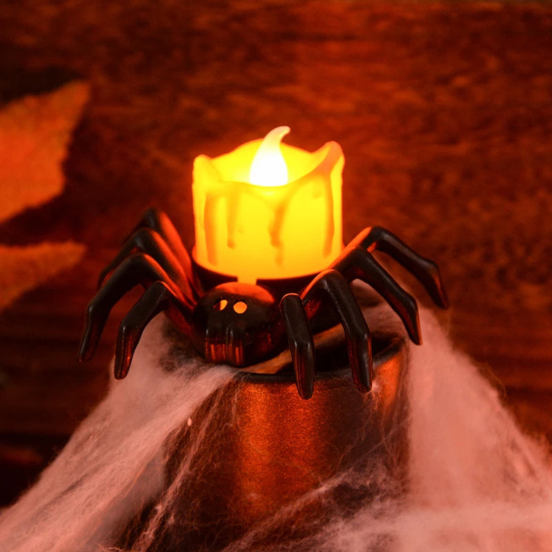 LED Spider Halloween Candle Lights – 1–10 Pack