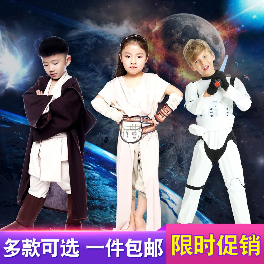 Halloween Kylo Ren White Soldier Obi-Wan Kenobi Kids Costume Jedi Warrior Kids Darth Vader - style 3 / S
