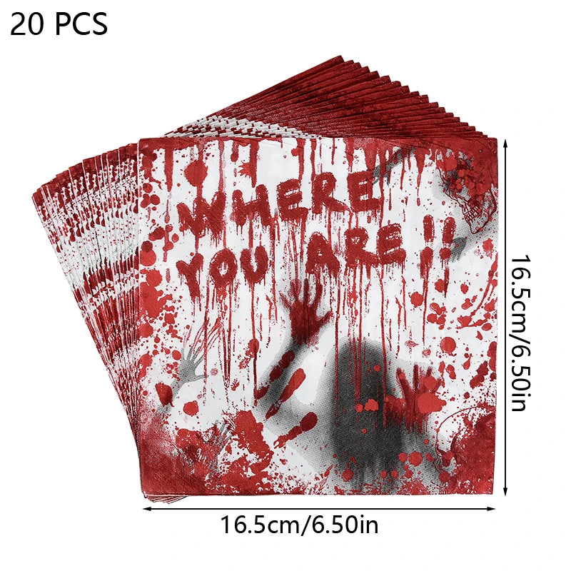 Halloween Party Disposable Tableware Scary Bloody Handprint Paper Plates Cups Popcorn Box For Halloween - product image 8