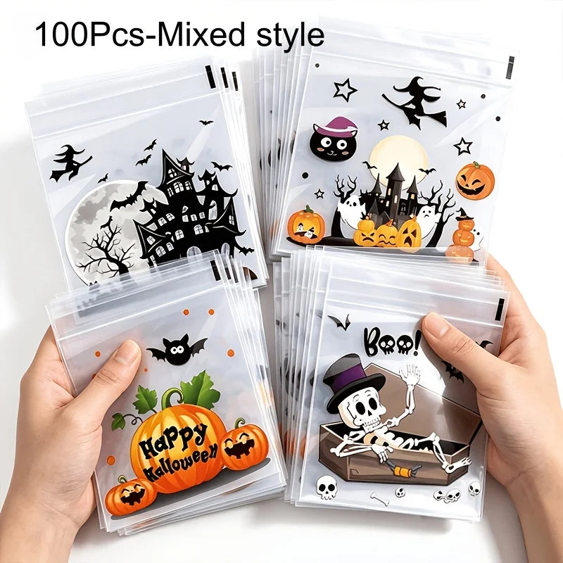 100-Pc Small Halloween Treat Bags Clear Self Adhesive Candy Bags - product image 7