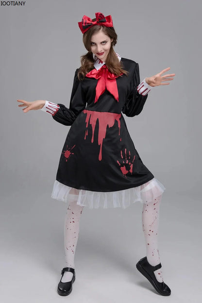 Horror Bloody Voodoo Doll Dress Halloween Costume Adult Girl Demon Vampire Performance - View 7