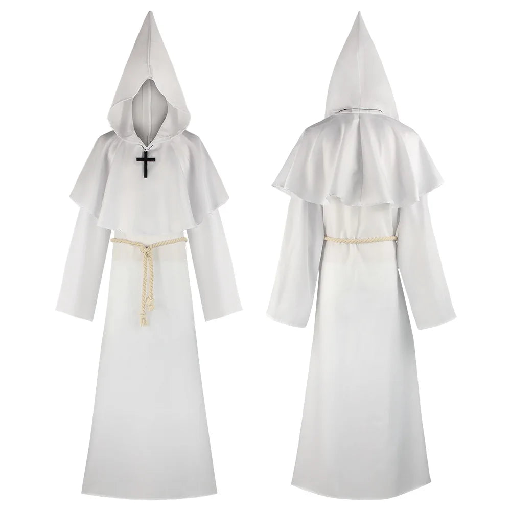 Halloween Grim Reaper cosplay costume Five Ghosts Costume Medieval Friar's Robe Monk Clothes Witch Priest Cos - product image 2